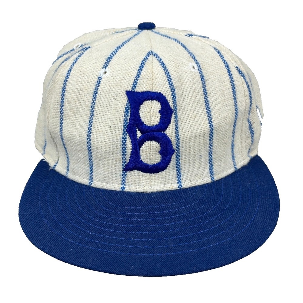 Vintage Brooklyn Dodgers Fitted Hat Cap Size 7 Made In USA Pinstripe 80s MLB
